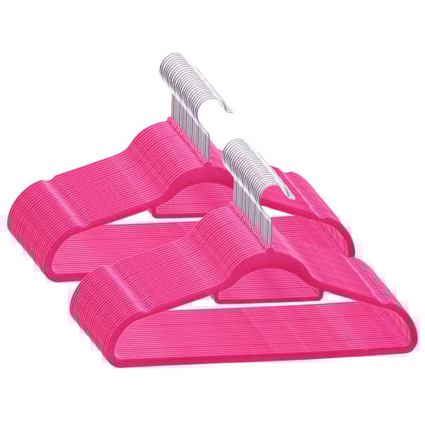 Klädgalgar 50 st halkfria rosa sammet