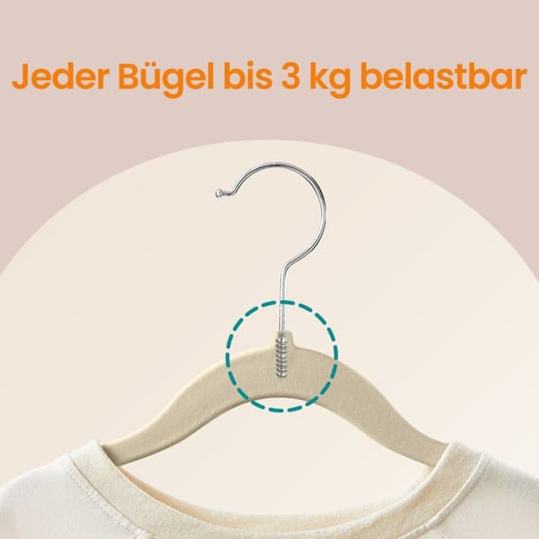 Tøjbøjler - Velvet - Rose Gold Hook - Sæt på 50