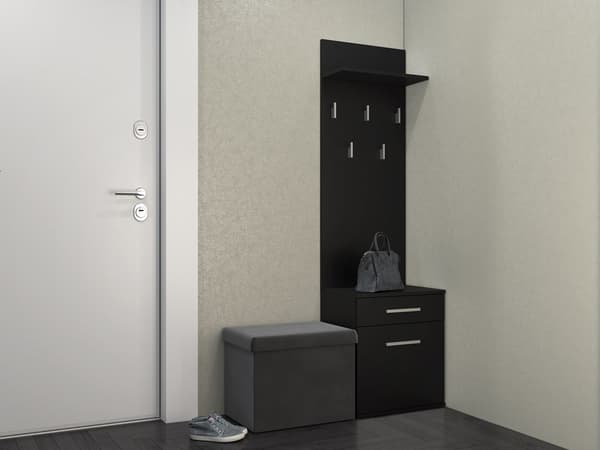 BØJLE + SKOSKAB DUO SORT 180x50x35 CM ENTRE TIL HJEM TIL KONTOR