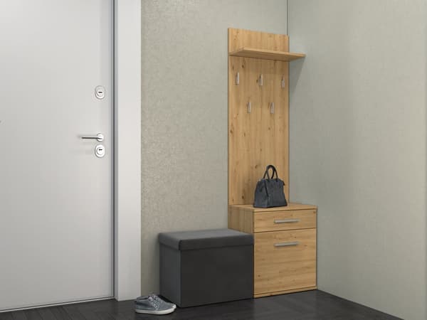 BØJLE + SKOSKAB DUO ARTISAN OAK 180x50x35 CM ENTRE TIL HJEM TIL KONTOR