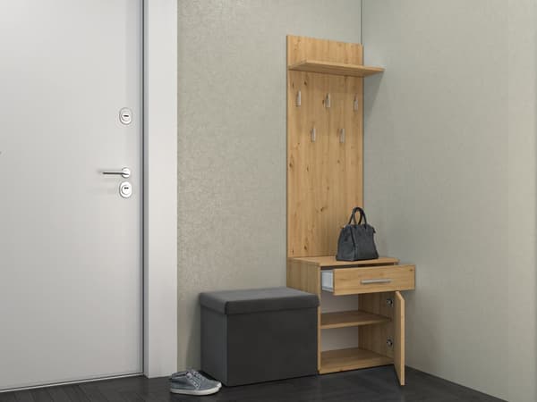 BØJLE + SKOSKAB DUO ARTISAN OAK 180x50x35 CM ENTRE TIL HJEM TIL KONTOR