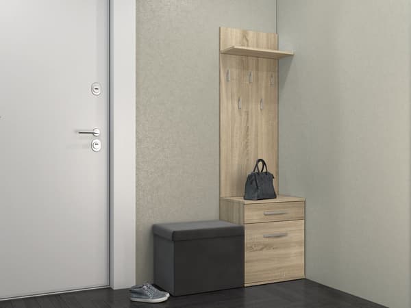 BØJLE- + SKOSKAB DUO SONOMA EGE 180x50x35 CM ENTRE TIL HJEM TIL KONTOR