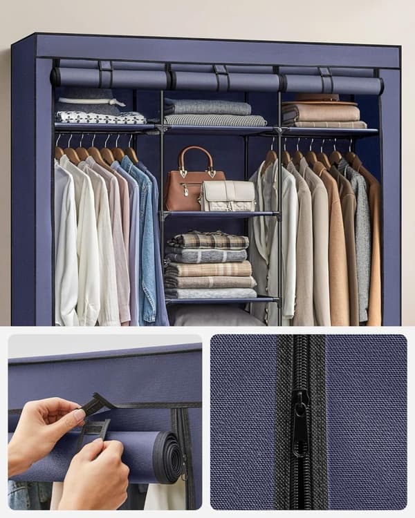 Stofgarderobe, sammenklappelig garderobe med bøjlestang