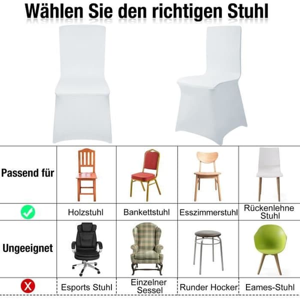 Stolsöverdrag - XMTECH - 100 stycken - Elastisk - Tvättbar - Universal