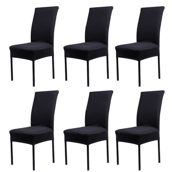 Set med 6 Universal Stretch Stolöverdrag - Modern - Svart