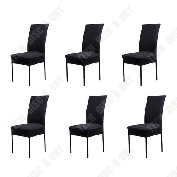 TD® 6 delar Enfärgad Stretch Stolöverdrag Universal Svart Endelad Stolöverdrag Stolöverdrag för hotell