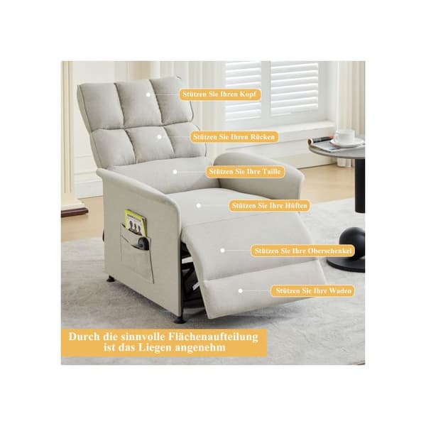 Modern design: fåtölj, TV-fåtölj, elektrisk fåtölj, recliner med fjärrkontroll, med förvaringsväska