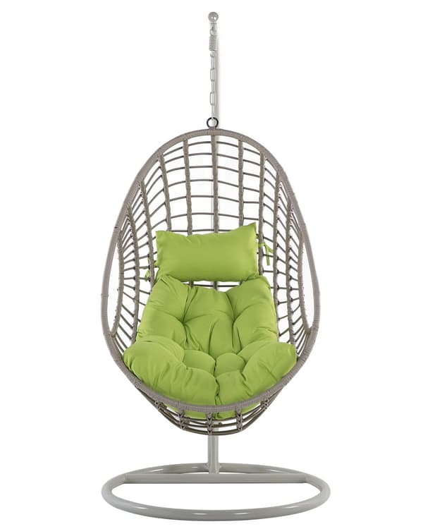 Rattan hængestol Taupe Gynge æggeformet flet Rustik Boho Stil Moderne Design