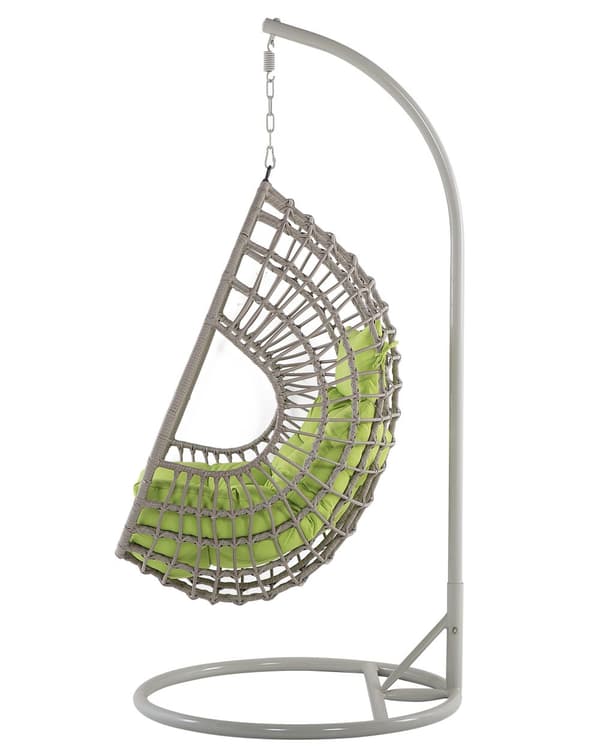 Rattan hængestol Taupe Gynge æggeformet flet Rustik Boho Stil Moderne Design