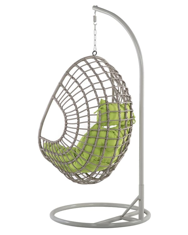 Rattan hængestol Taupe Gynge æggeformet flet Rustik Boho Stil Moderne Design