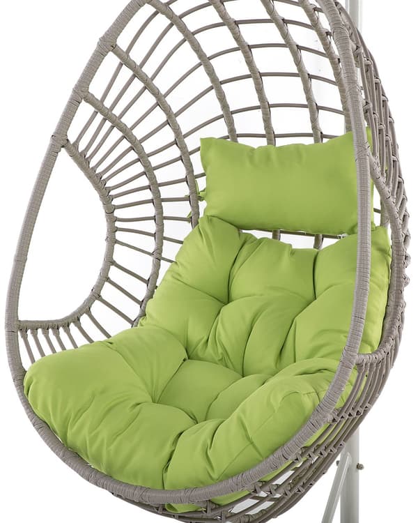 Rattan hængestol Taupe Gynge æggeformet flet Rustik Boho Stil Moderne Design