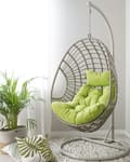Miniatyrbillede 2 af 10: Rattan hængestol Taupe Gynge æggeformet flet Rustik Boho Stil Moderne Design
