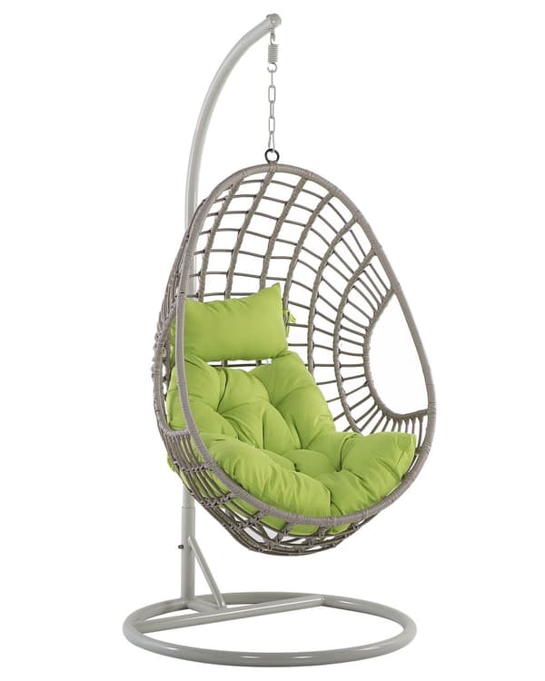 Rattan hængestol Taupe Gynge æggeformet flet Rustik Boho Stil Moderne Design