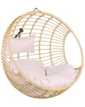 Pikkukuva 6 / 10: Riipputuoli beige polyrottinki jalustalla pyöreä pehmusteet metallirunko boho tyyli
