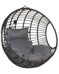 Miniatyrbillede 1 af 5: Hængende Lænestol Sort Rattan Rund Flettet Ophængt Kurv Hynder Boho Stil