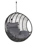 Miniatyrbillede 7 af 11: Hængende Lænestol Sort Rattan Runde Flettede Hynder Metalstel Boho Stil