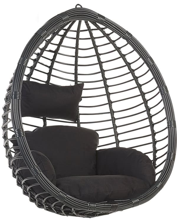 Hængestol sort rattan Hængegynge med hynder boho stil