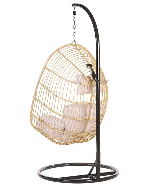 Hængestol Beige Rattan Hængegynge Sort Metalstel Boho-stil