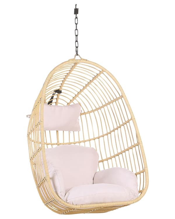 Hængestol Beige Rattan Hængegynge Sort Metalstel Boho-stil