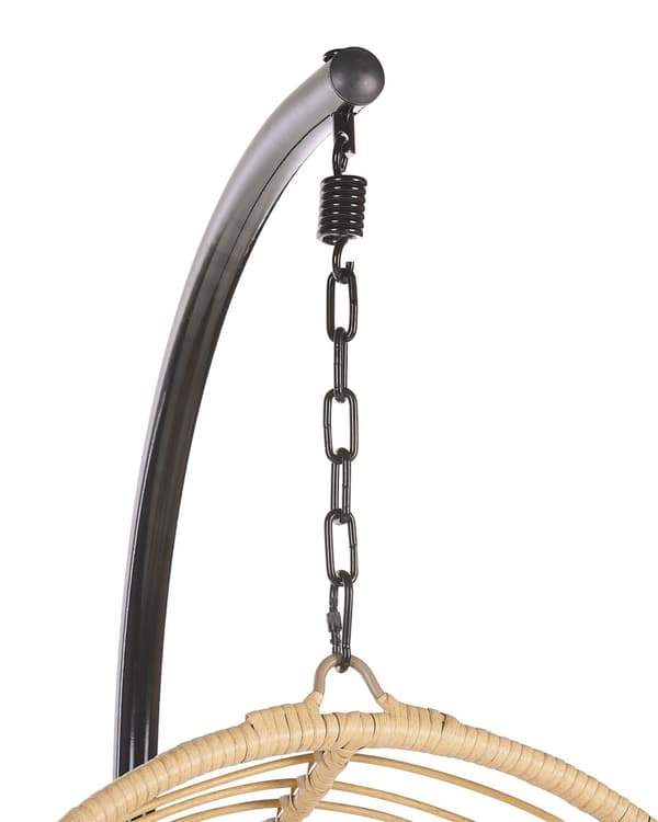 Hængestol Beige Rattan Hængegynge Sort Metalstel Boho-stil