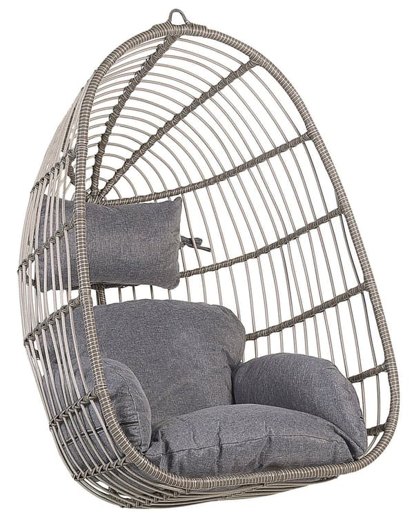 Hængende Lænestol Grå Rattan Hængegynge med Hynder Boho-stil