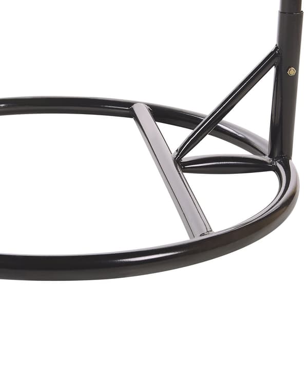 Hængestol Grå Rattan Polyester og Sort Stål 199 x 97 cm Oval Æg Kurv Ophæng Stativ Hynder Indendørs Udendørs til Haven Terrasse Indretning