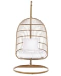 Pikkukuva 5 / 11: Riipputuoli beige polyesteriä teräsjalustalla 102 x 102 x 200 cm valkoiset pehmusteet boho tyyli