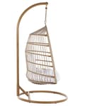 Miniatyrbillede 7 af 11: Hængestol Beige Natur Polyester og Metal 102 x 200 cm Oval Æg Kurv Ophæng Stativ Hynder Indendørs Udendørs til Haven Terrasse Indretning