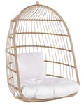 Miniatyrbillede 8 af 11: Hængestol Beige Natur Polyester og Metal 102 x 200 cm Oval Æg Kurv Ophæng Stativ Hynder Indendørs Udendørs til Haven Terrasse Indretning