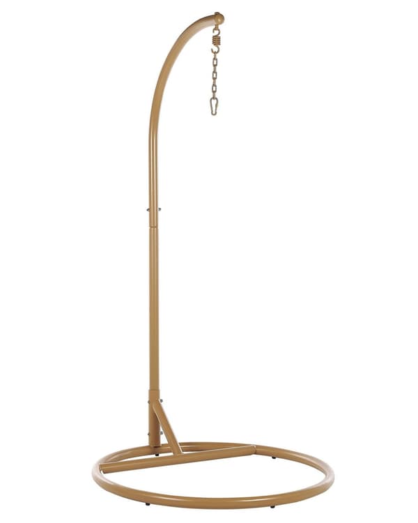 Hængende Æg Stol Beige Reb Sæde Metal Stand Blød Pude Boho Rustik