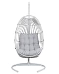 Miniatyrbillede 5 af 11: Hængestol PE Rattan Lysegrå Udendørs Indendørs Patio med Stand Moderne Gyngestol