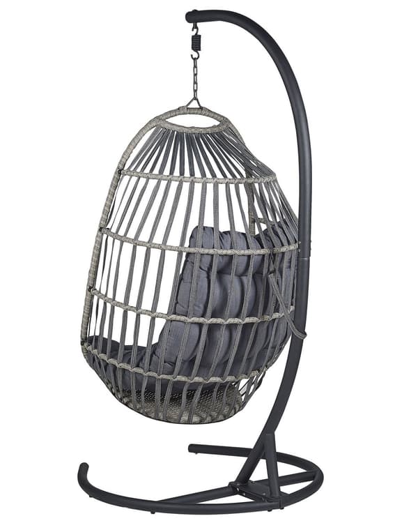 Riipputuoli tummanharmaa polyrottinkinen 105 x 105 x 198 cm metallisella jalustalla