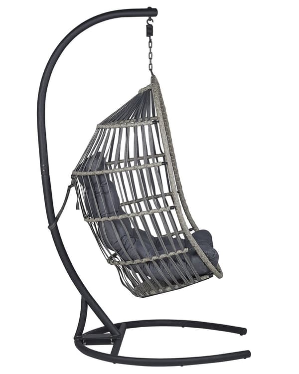 Riipputuoli tummanharmaa polyrottinkinen 105 x 105 x 198 cm metallisella jalustalla
