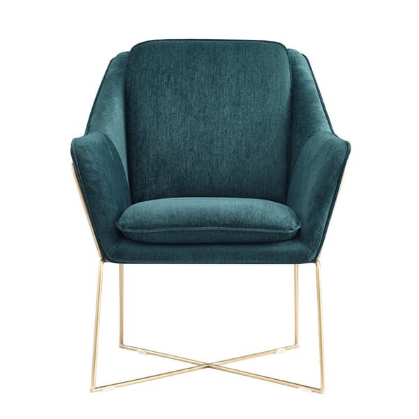Design lænestol Selena - Smaragdgrøn med guldramme
