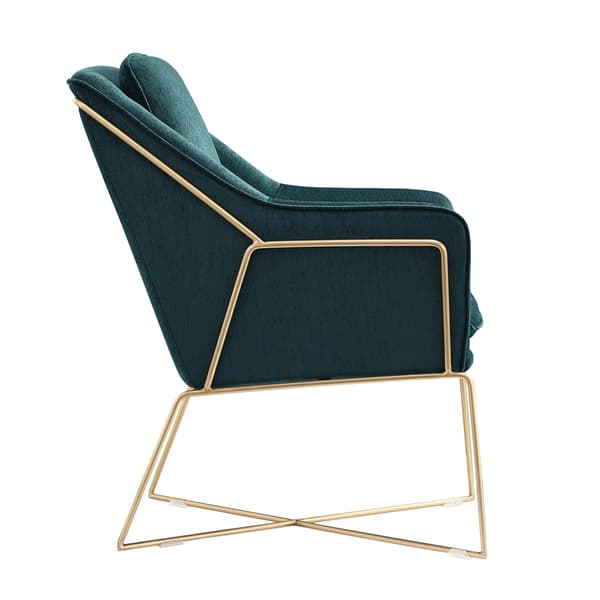 Design lænestol Selena - Smaragdgrøn med guldramme