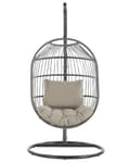 Pikkukuva 4 / 11: Riipputuoli musta polyrottinkia teräsjalustalla 102 x 102 x 200 cm beige pehmuste boho tyyli