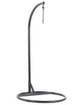 Miniatyrbillede 8 af 11: Hængestol Sort Grå Metal og Brungrå Polyester 102 x 200 cm Oval Æg Kurv Ophæng Stativ Hynder Indendørs Udendørs til Haven Terrasse Indretning
