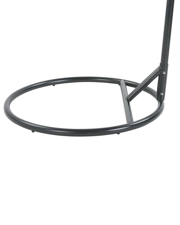 Hængestol Sort Grå Metal og Brungrå Polyester 102 x 200 cm Oval Æg Kurv Ophæng Stativ Hynder Indendørs Udendørs til Haven Terrasse Indretning