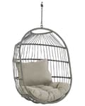 Miniatyrbillede 7 af 11: Hængende Æg Stol Beige Reb Sæde Metal Stand Blød Pude Boho Rustik