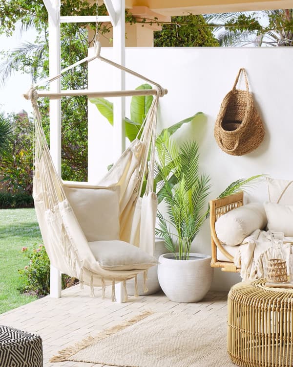 Riippukeinu puuvilla ja polyesteri beige sisätiloihin boho-tyyli