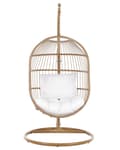 Miniatyrbilde 5 av 11: Hengende Egg Stol Beige Tau Sete Stål Stativ Myk Pute Boho Rustikk