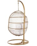 Miniatyrbilde 7 av 11: Hengende Egg Stol Beige Tau Sete Stål Stativ Myk Pute Boho Rustikk