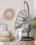 Miniatyrbilde 2 av 11: Hengestol Grå Rotting Metallramme Innendørs Utendørs Boho-stil