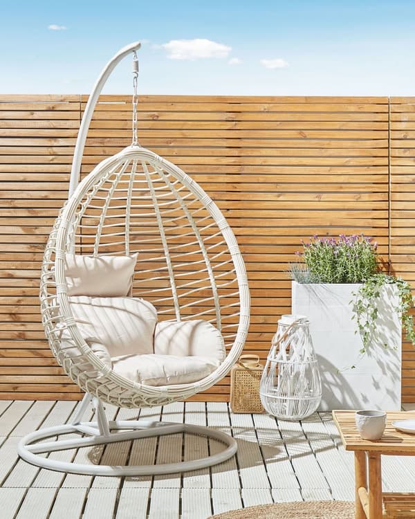 Hengestol Hvit Rotting Huske Rustikk Boho Veranda Stue Moderne