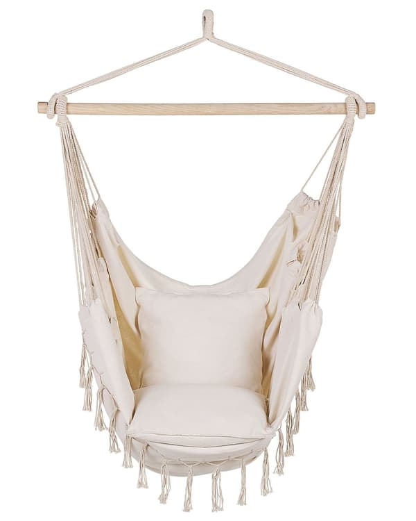 Hengestol Beige Bomull Polyester Innendørs Utendørs Boho-stil Hengekøye
