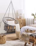 Miniatyrbilde 4 av 9: Hengestol Grå Macrame Sete Innendørs Huskestol Boho-stil
