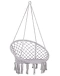 Miniatyrbilde 6 av 9: Hengestol Grå Macrame Sete Innendørs Huskestol Boho-stil
