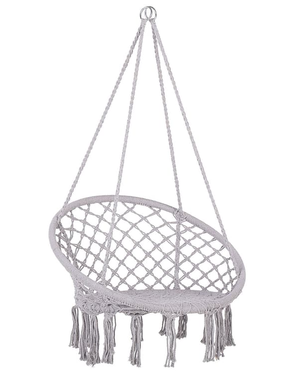 Hengestol Grå Macrame Sete Innendørs Huskestol Boho-stil