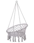 Miniatyrbilde 7 av 9: Hengestol Grå Macrame Sete Innendørs Huskestol Boho-stil