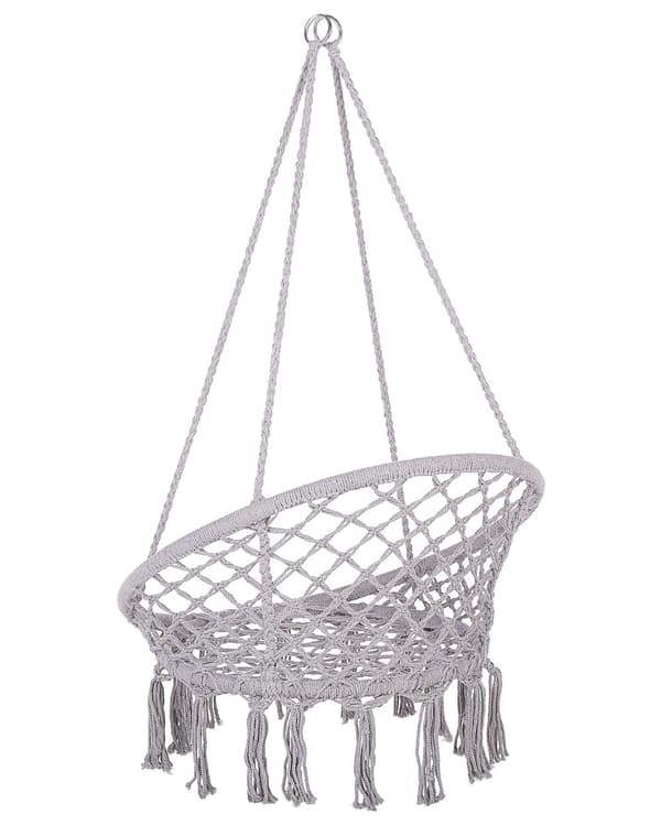 Hengestol Grå Macrame Sete Innendørs Huskestol Boho-stil